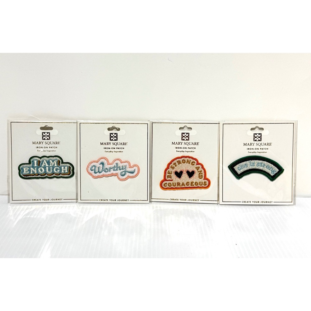 Mary Square Iron On Patch Set 4pc Everyday Inspiration Motivational Embroidered